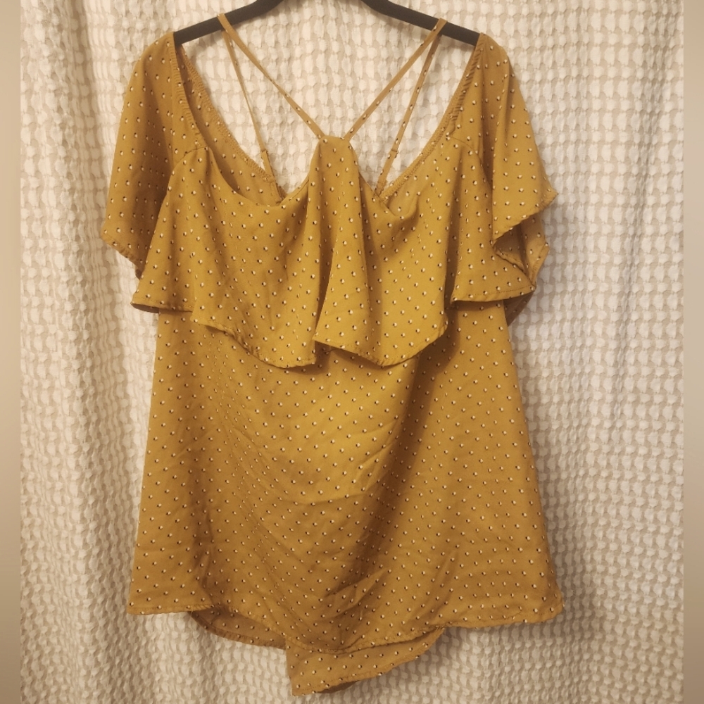 Maurices Mustard Strappy Off The Shoulder Blouse